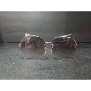 Tri Carats Butterfly Rimless Sunglasses. Gradient Brown Lens. Women's Eyewear